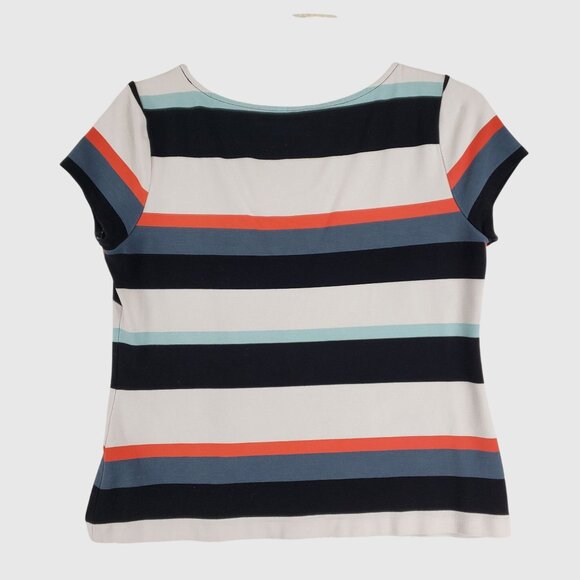 Ann Taylor Womens XL Striped Short Sleeve Top With Multicolor Pattern Rayon - Picture 2 of 6